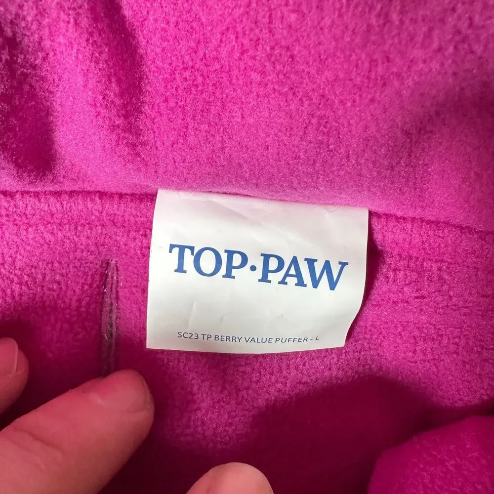 Top-Paw Dog Puffer Jacket Size‎ Large Pink Dot New w/tags